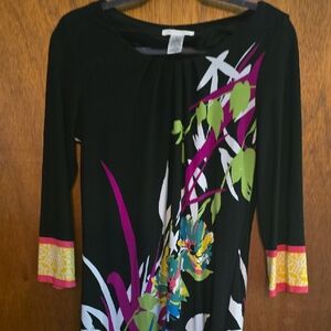 Floral Print Black Top